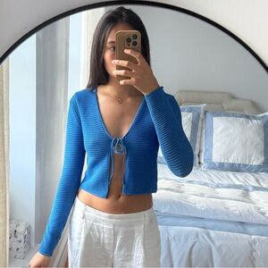 Frame Denim Blue Tie-Front Shirt